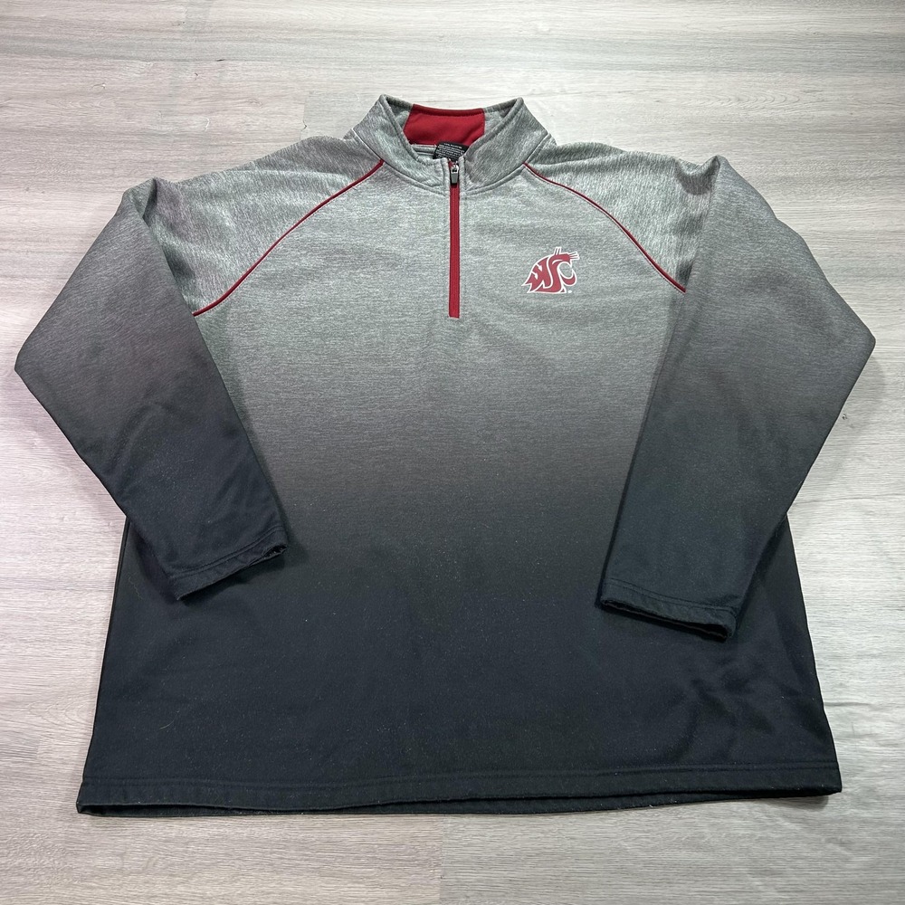 Washington State Cougars Pullover Mens XL Gray Black NCAA Football‎ Quarter Zip